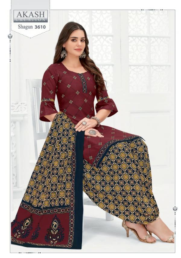 Akash Creation Shagun Vol-36 Cotton Printed Designer Patiyala Dress Material